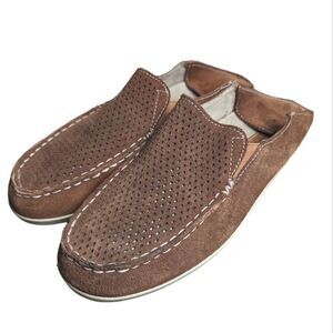 Olukai Nohea perforated tan suede leather loafer slide moccasins womens 9